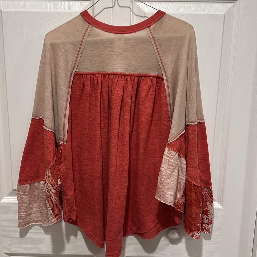 Free People We The Free Friday Fever Pattern Mix Top - Picture 11 of 11
